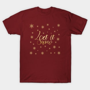 Elegant Gold Let it Snow Abstract Snowflakes T-Shirt